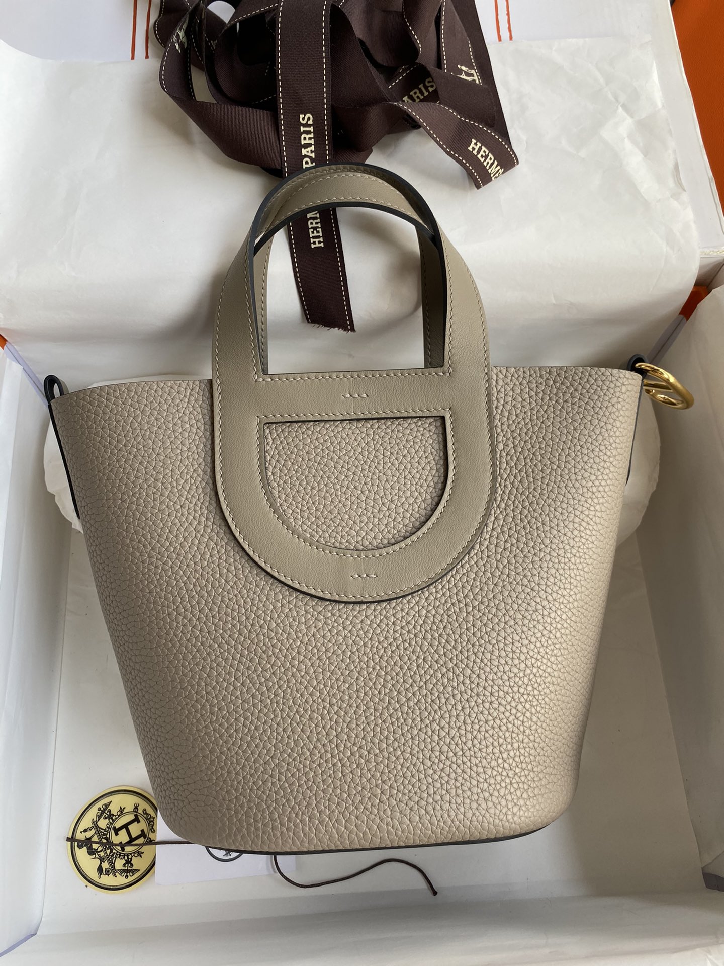 Hermes In The Loop 18 Bag In Gris Asphalte Clemence Leather